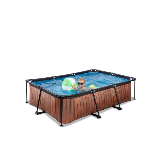 EXIT Wood pool 220x150x65cm with filter pump - brown