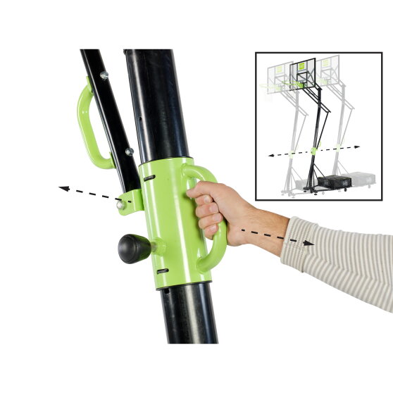 Tabellone da basket portatile su ruote EXIT Galaxy con canestro da schiacciata - verde/nero