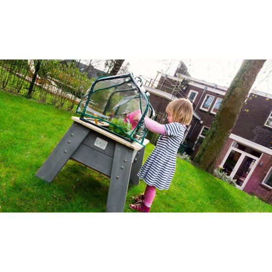 EXIT Aksent planter table L with greenhouse and gardening tools