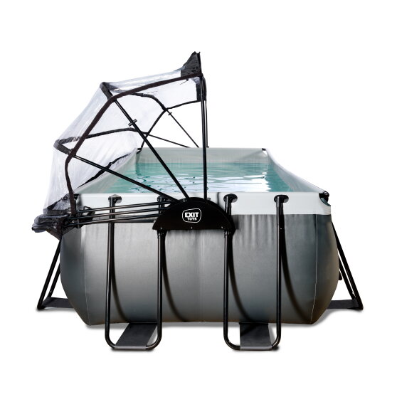 EXIT Black Leather pool 540x250x122cm with sand filter pump and dome - black