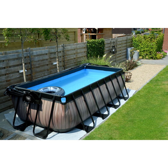 Piscina EXIT Black Leather 400x200x100cm con pompa filtro - nero