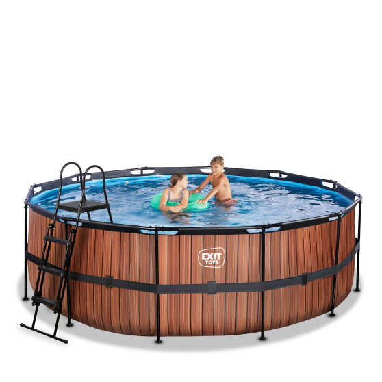 Piscina EXIT Wood &oslash;427x122cm con pompa filtro a sabbia - marrone
