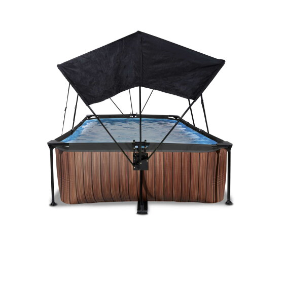 Piscina EXIT Wood 300x200x65cm con pompa filtro e pensilina - marrone