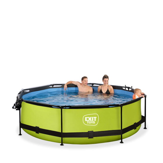 Piscina EXIT Lime &oslash;300x76cm con pompa filtro e copertura - verde