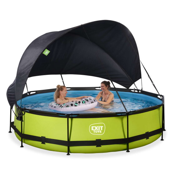 Piscina EXIT Lime &oslash;360x76cm con pompa filtro e pensilina - verde