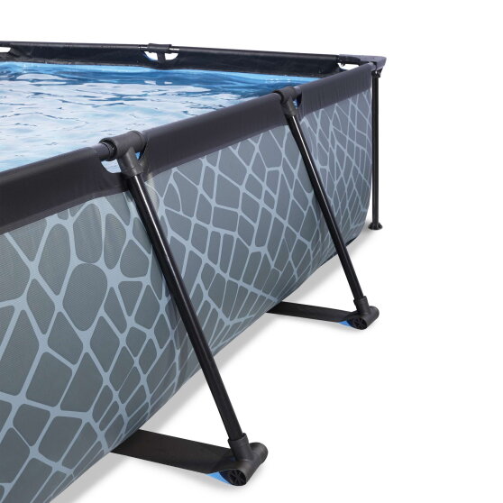 Piscina EXIT Stone 300x200x65cm con pompa filtro e copertura - grigio