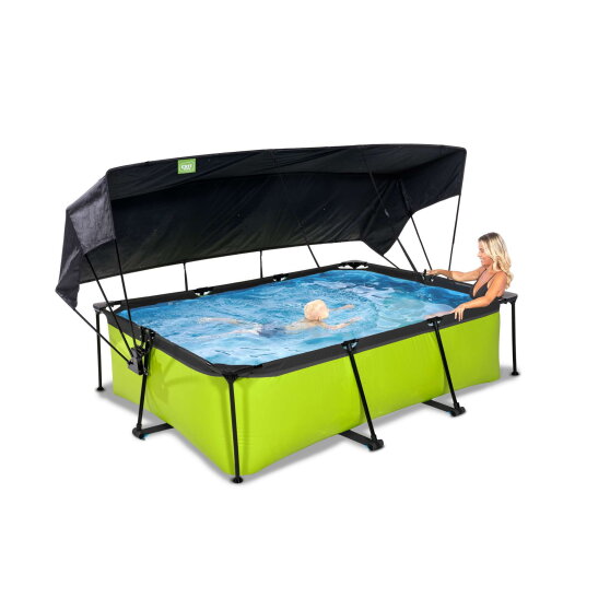 Piscina EXIT Lime 220x150x65cm con pompa filtro e pensilina - verde