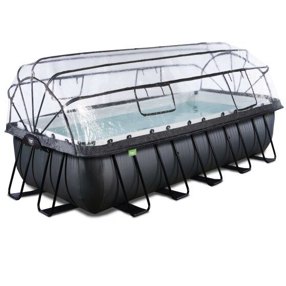Piscina EXIT Black Leather 540x250x122cm con pompa filtro a sabbia e copertura - nero
