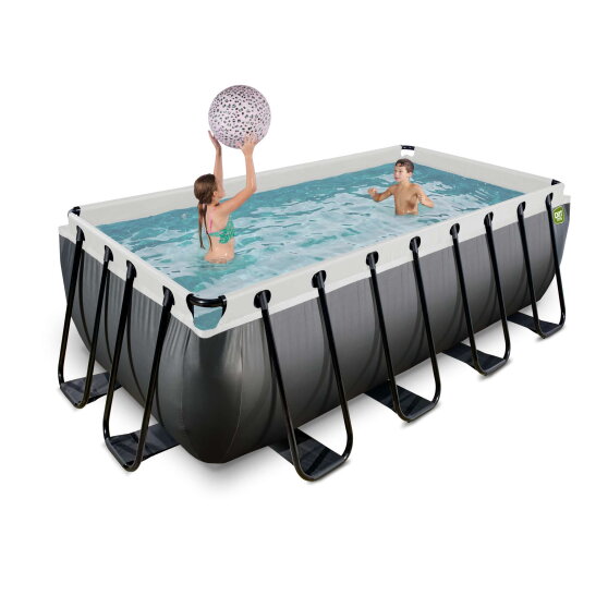 Piscina EXIT Black Leather 400x200x122cm con pompa filtro - nero