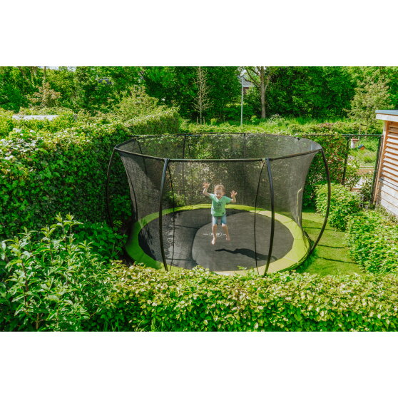 Trampolino elastico interrato EXIT Silhouette ø427cm con rete di sicurezza - verde