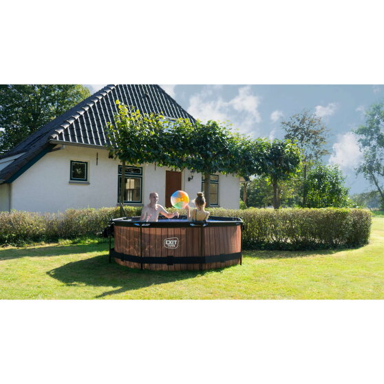 Piscina EXIT Stone &oslash;244x76cm con pompa filtro - grigia
