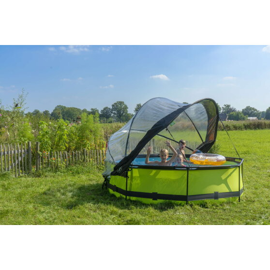 Piscina EXIT Lime &oslash;300x76cm con pompa filtro e copertura - verde