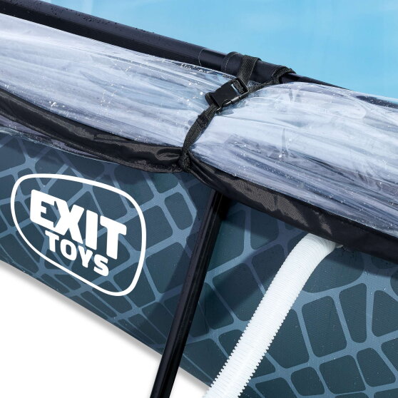 Piscina EXIT Stone 300x200x65cm con pompa filtro e copertura - grigio
