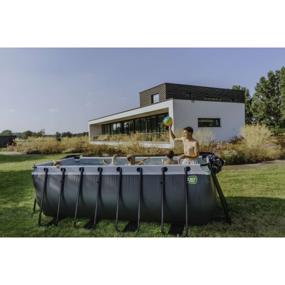 Piscina EXIT Wood 400x200x122cm con pompa filtro a sabbia - marrone