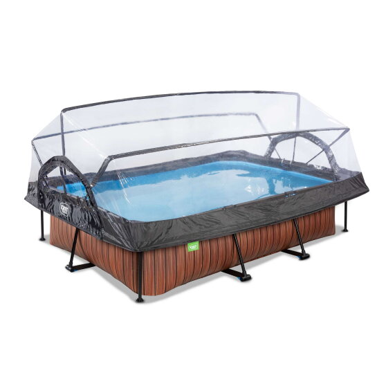 Piscina EXIT Wood 300x200x65cm con pompa filtro e copertura - marrone