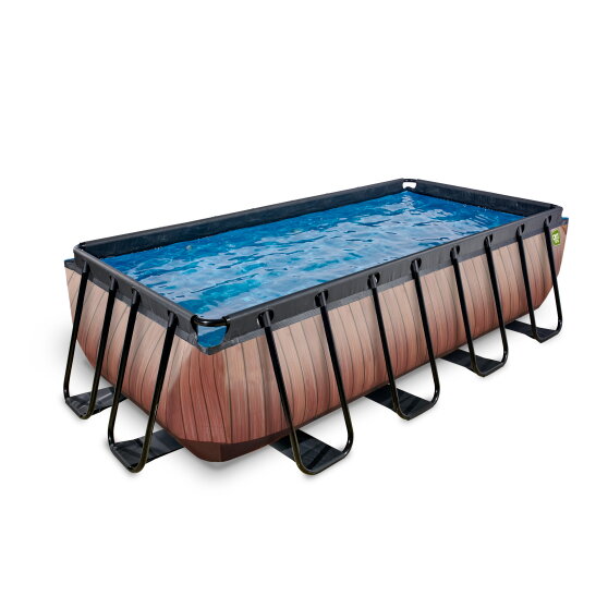 EXIT Wood pool 400x200x100cm with filter pump - brown