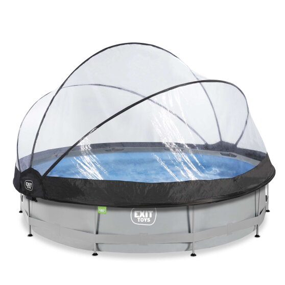 Piscina EXIT Soft Grey &oslash;360x76cm con pompa filtro e copertura - grigio
