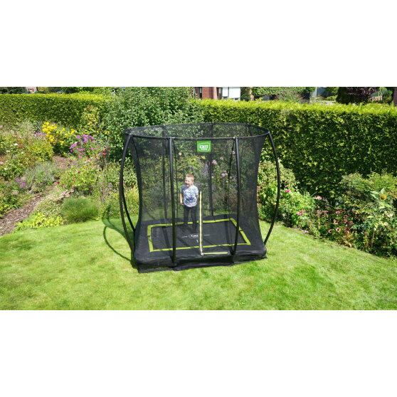 Trampolino elastico interrato EXIT Silhouette 153x214cm con rete di sicurezza - nero