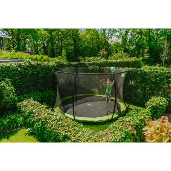 Trampolino elastico interrato EXIT Silhouette ø427cm con rete di sicurezza - verde