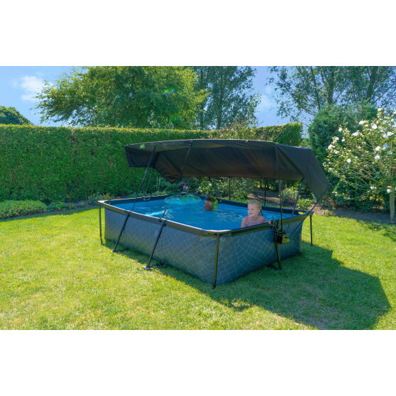 Piscina EXIT Stone 300x200x65cm con pompa filtro e pensilina - grigia