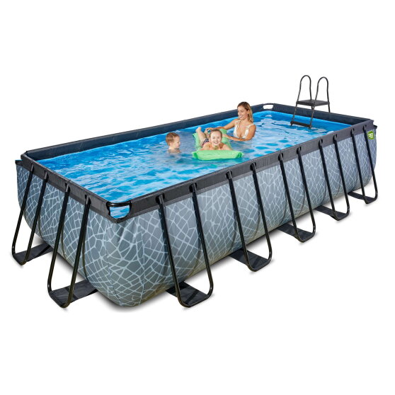 Piscina EXIT Stone 540x250x122cm con pompa filtro a sabbia - grigia