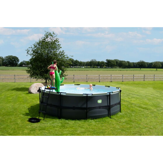 Piscina EXIT Stone &oslash;450x122cm con pompa filtro a sabbia - grigia