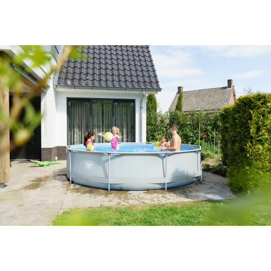 Piscina EXIT Soft Grey ø360x76cm con pompa filtro - grigia