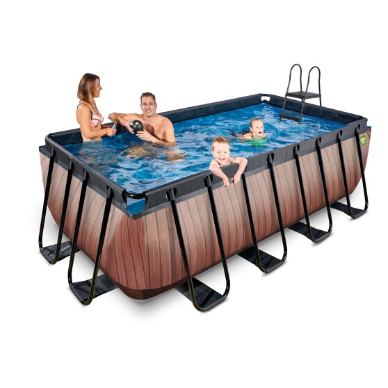 Piscina EXIT Wood 400x200x122cm con pompa filtro a sabbia - marrone