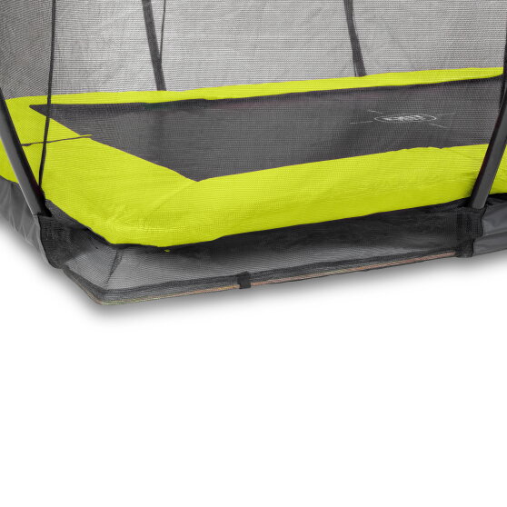 Trampolino elastico interrato EXIT Silhouette 244x366cm con rete di sicurezza - verde