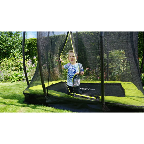 Trampolino elastico interrato EXIT Silhouette 153x214cm con rete di sicurezza - verde