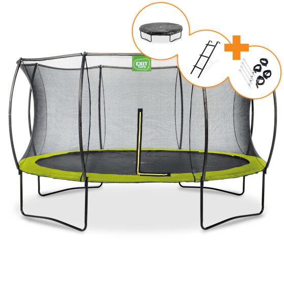 Trampolino elastico EXIT Silhouette ø427cm - verde + kit di accessori gratuito