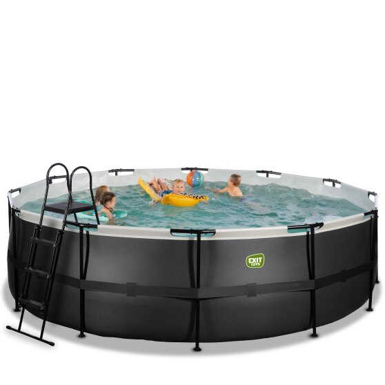 EXIT Black Leather pool ø488x122cm with sand filter pump - black