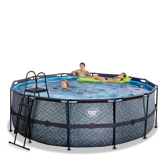 Piscina EXIT Stone ø427x122cm con pompa filtro a sabbia - grigia
