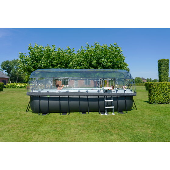 EXIT Black Leather pool 540x250x122cm with sand filter pump and dome - black