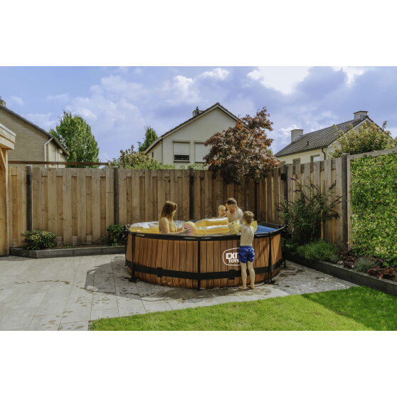 Piscina EXIT Wood ø300x76cm con pompa filtro - marrone
