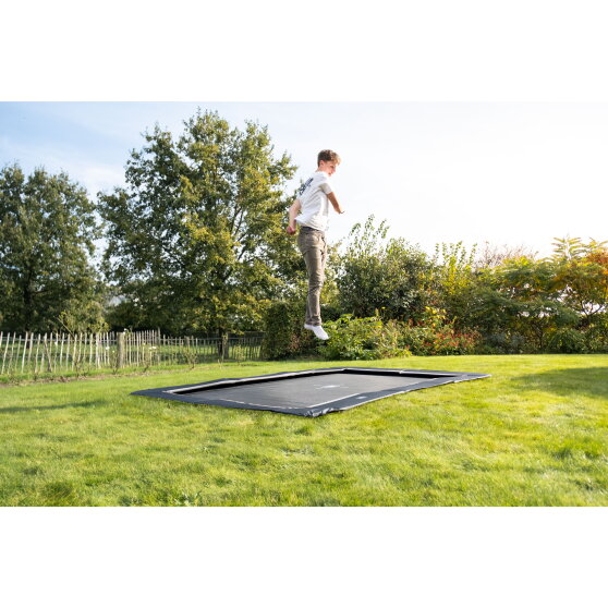 Trampolino elastico sportivo a livello del suolo EXIT InTerra 244x366cm - nero