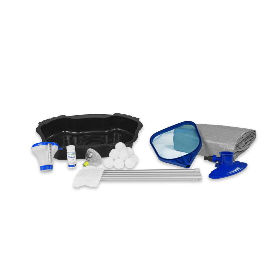 Piscina EXIT Black Leather ø427x122cm con pompa filtro a sabbia e copertura e set accessori - nero
