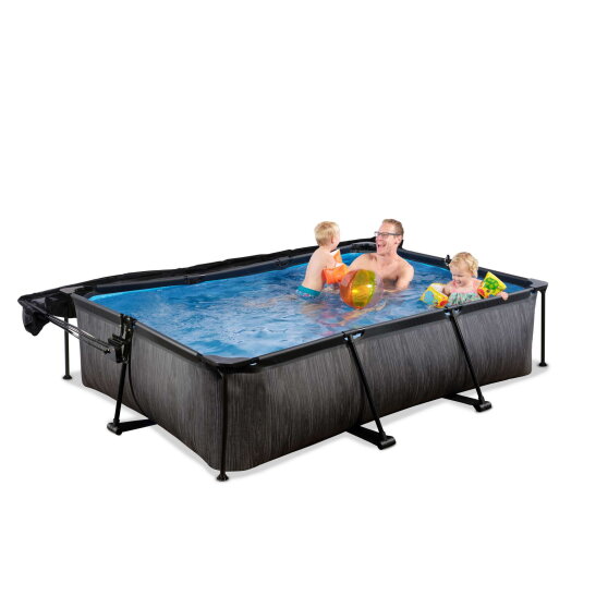 Piscina EXIT Black Wood 300x200x65cm con pompa filtro e pensilina - nero