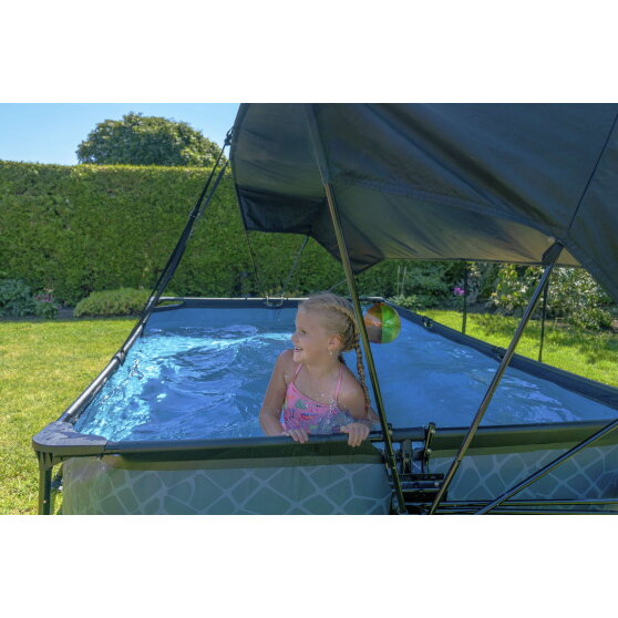 Piscina EXIT Stone 300x200x65cm con pompa filtro e pensilina - grigia