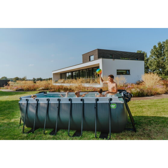 EXIT Stone pool 400x200x122cm with sand filter pump - grey