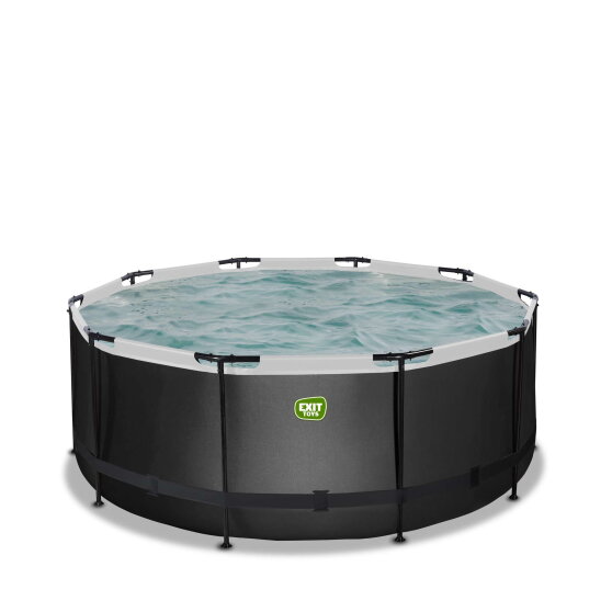 Piscina EXIT Black Leather &oslash;360x122cm con pompa filtro a sabbia - nero