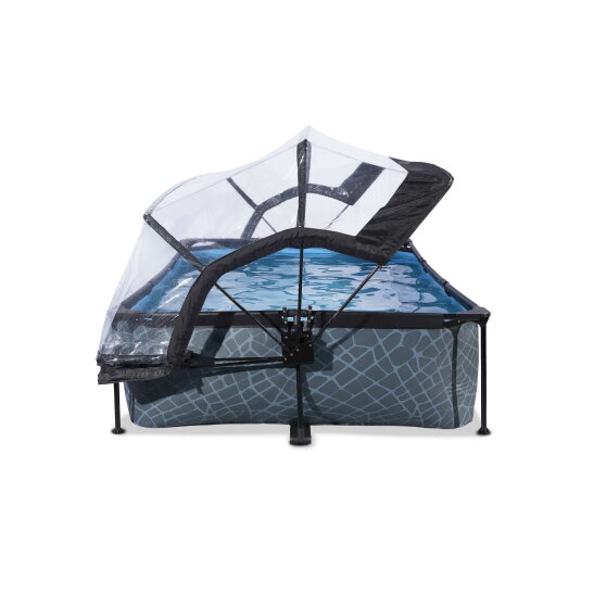 Piscina EXIT Stone 300x200x65cm con pompa filtro e copertura - grigio