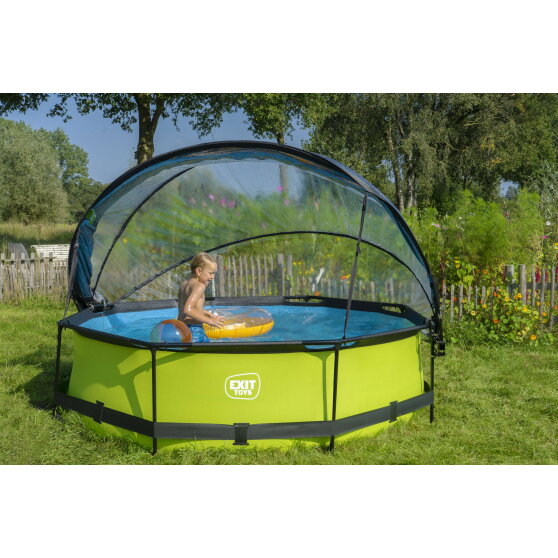 Piscina EXIT Lime &oslash;300x76cm con pompa filtro e copertura - verde