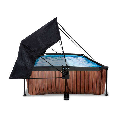 Piscina EXIT Wood 300x200x65cm con pompa filtro e pensilina - marrone