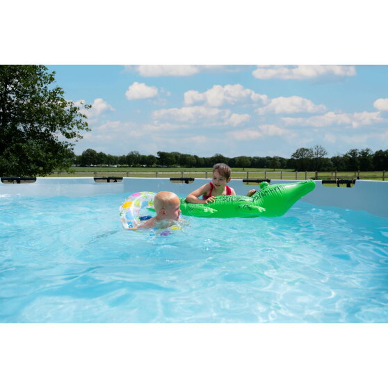 Piscina EXIT Stone ø450x122cm con pompa filtro a sabbia - grigia