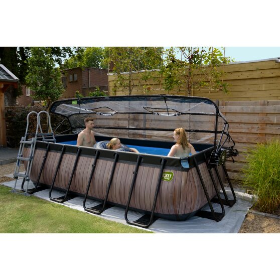 EXIT Stone pool 400x200x100cm with sand filter pump and dome - grey