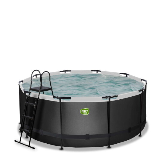 Piscina EXIT Black Leather &oslash;360x122cm con pompa filtro a sabbia - nero