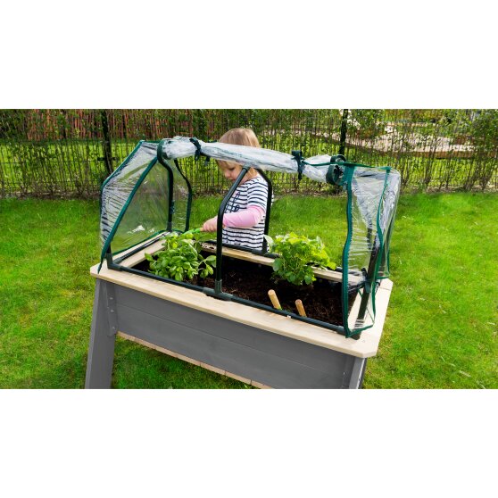 EXIT Aksent planter table L with greenhouse and gardening tools