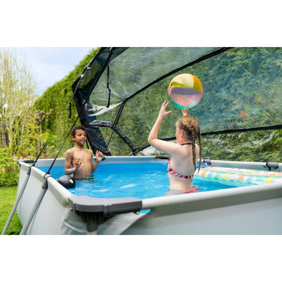 Piscina EXIT Soft Grey 300x200x65cm con pompa filtro e copertura - grigio