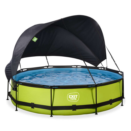 Piscina EXIT Lime &oslash;360x76cm con pompa filtro e pensilina - verde